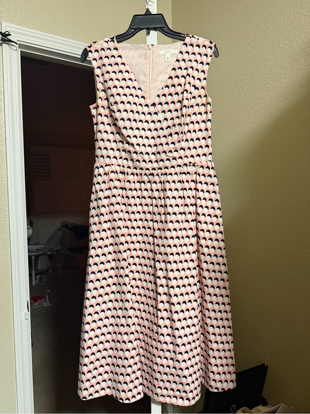 1901 Nordstrom Retro Crescent Print Midi Dress Pink Small